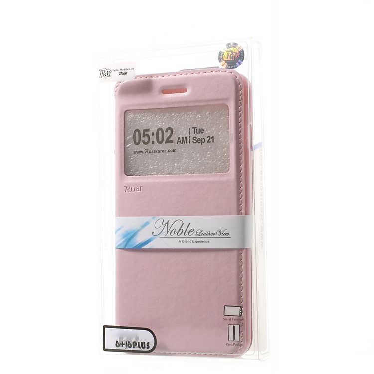 Roar Korea for iPhone 6 Plus / 6s Plus Noble View Window Leather Case w/ Card Slot - Pink-10
