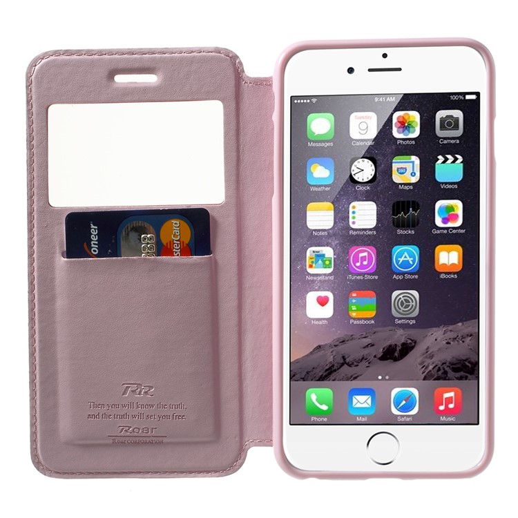 Roar Korea for iPhone 6 Plus / 6s Plus Noble View Window Leather Case w/ Card Slot - Pink-5