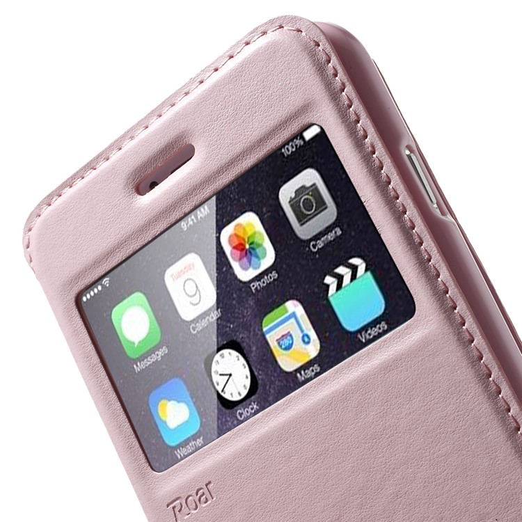 Roar Korea for iPhone 6 Plus / 6s Plus Noble View Window Leather Case w/ Card Slot - Pink-9