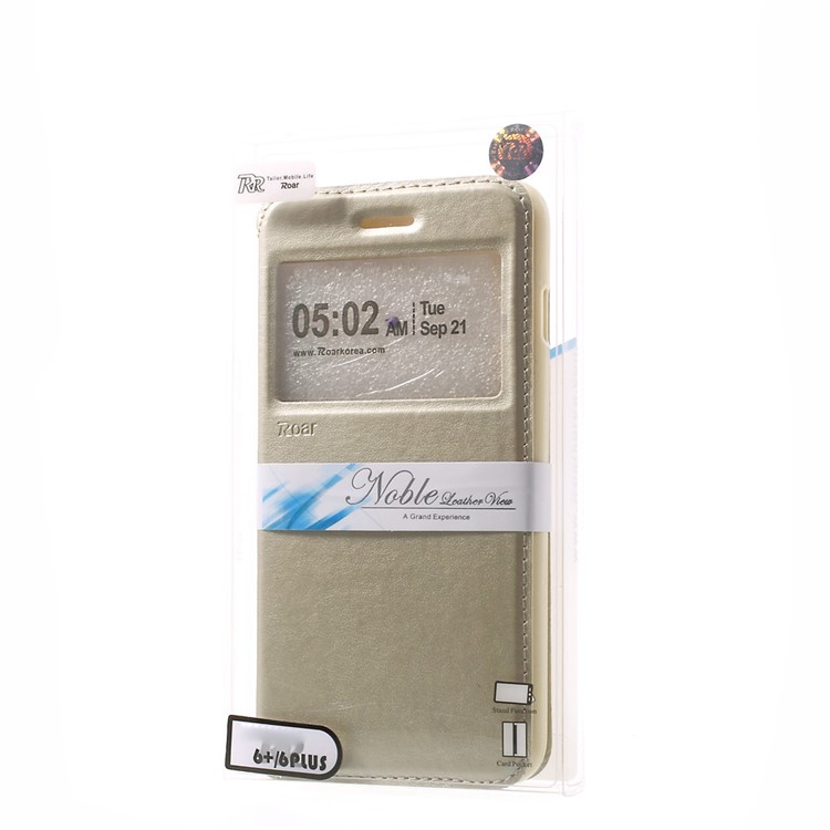 Roar Korea for iPhone 6 Plus / 6s Plus Noble View Window Leather Case w/ Card Slot - Champagne-10