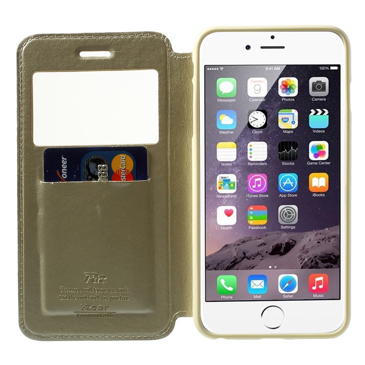 Roar Korea for iPhone 6 Plus / 6s Plus Noble View Window Leather Case w/ Card Slot - Champagne-5