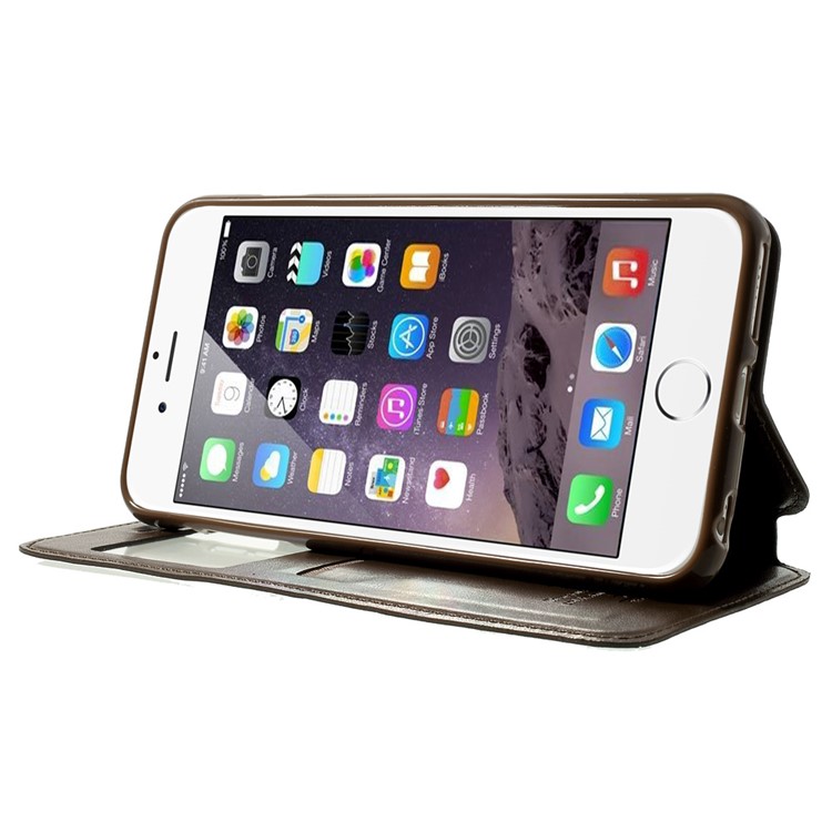 Roar Korea for iPhone 6 Plus / 6s Plus Noble View Window Leather Shell w/ Stand - Coffee-3