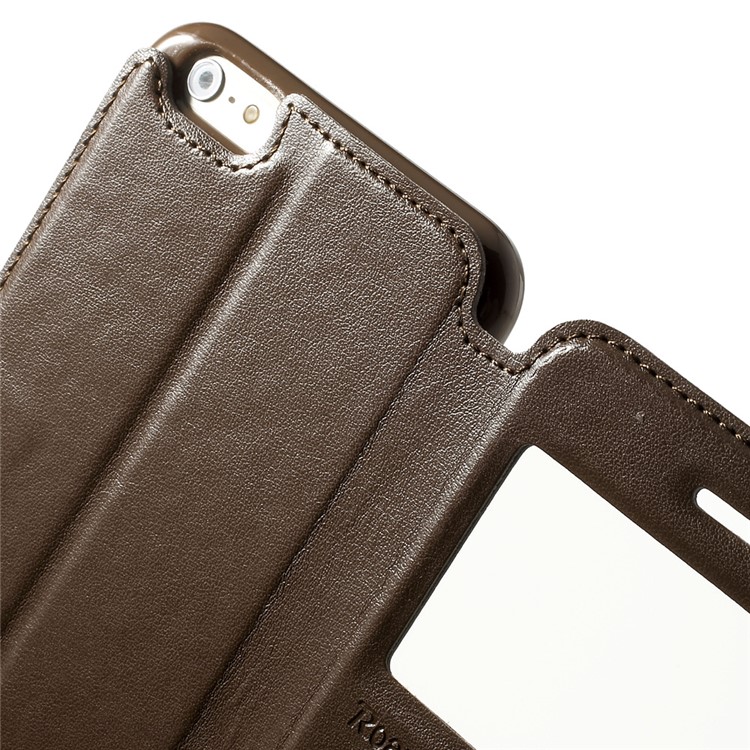 Roar Korea for iPhone 6 Plus / 6s Plus Noble View Window Leather Shell w/ Stand - Coffee-7
