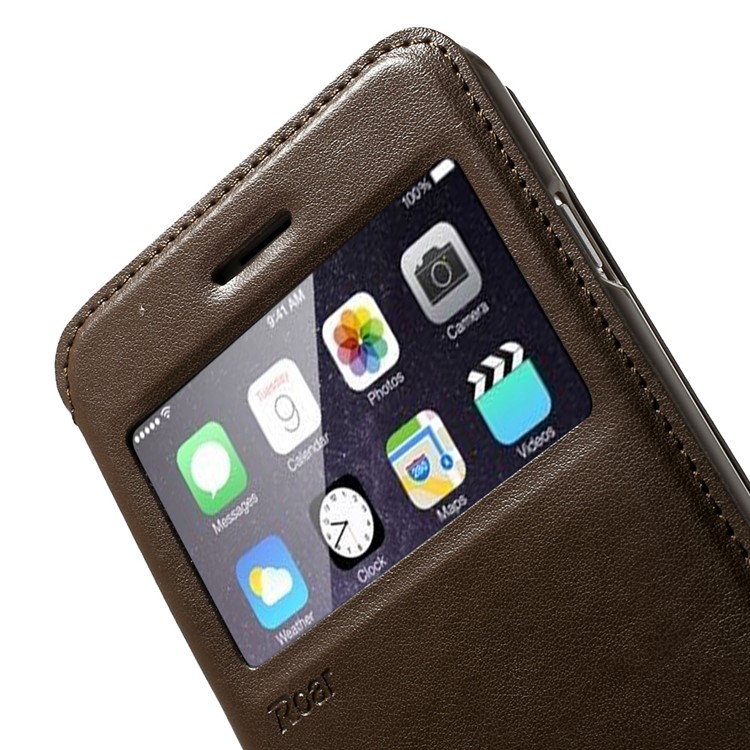 Roar Korea for iPhone 6 Plus / 6s Plus Noble View Window Leather Shell w/ Stand - Coffee-8