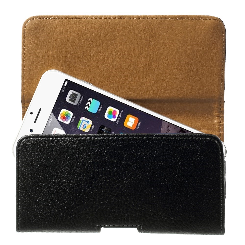 Black for Samsung Galaxy Note 8 / iPhone 8 Plus / 7 Plus Leather Holster Pouch Litchi Texture, Size: 15.8 x 8.5 x 1.8cm-5