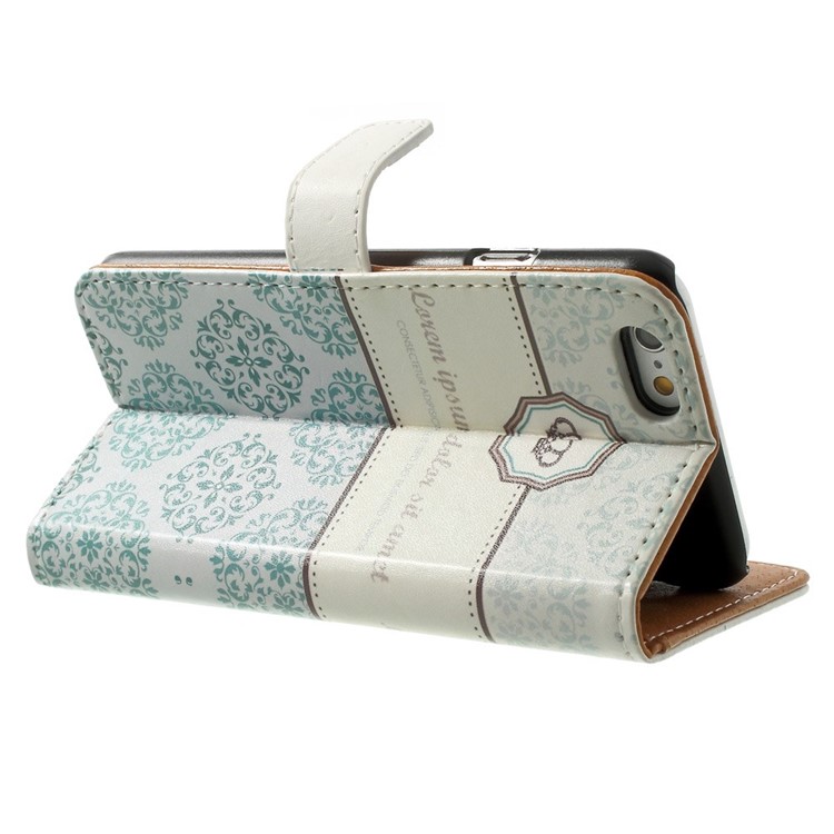 Crown & Moroccan Pattern Wallet Stand Leather Protective Case for iPhone 6 / 6s-4