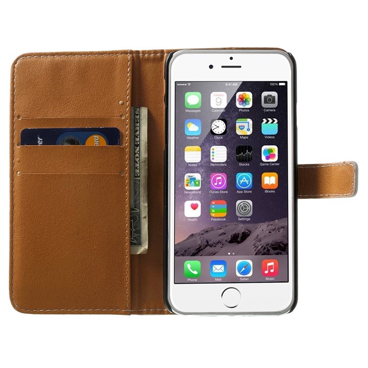 Crown & Moroccan Pattern Wallet Stand Leather Protective Case for iPhone 6 / 6s-5