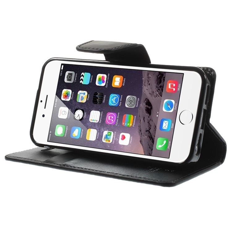 MERCURY Goospery Sonata Diary Leather Magnetic Case w/ Stand for iPhone SE 5s 5 - Black-4