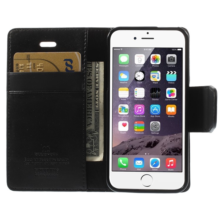 MERCURY Goospery Sonata Diary Leather Magnetic Case w/ Stand for iPhone SE 5s 5 - Black-6