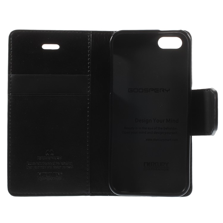 MERCURY Goospery Sonata Diary Leather Magnetic Case w/ Stand for iPhone SE 5s 5 - Black-7