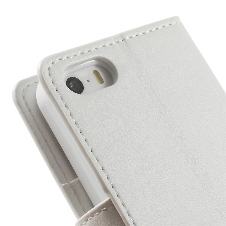 MERCURY Goospery Sonata Diary Leather Magnetic Cover w/ Stand for iPhone SE 5s 5 - White-10