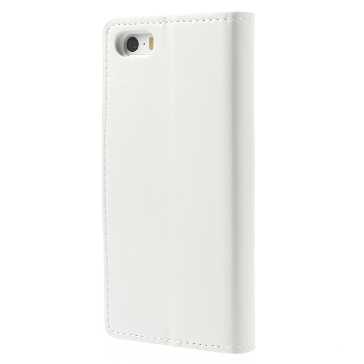 MERCURY Goospery Sonata Diary Leather Magnetic Cover w/ Stand for iPhone SE 5s 5 - White-2