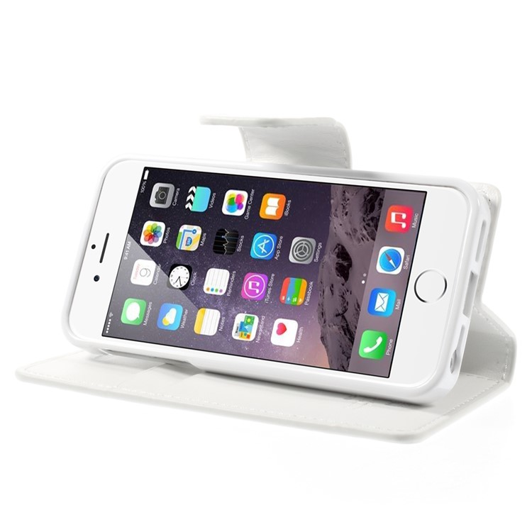 MERCURY Goospery Sonata Diary Leather Magnetic Cover w/ Stand for iPhone SE 5s 5 - White-4
