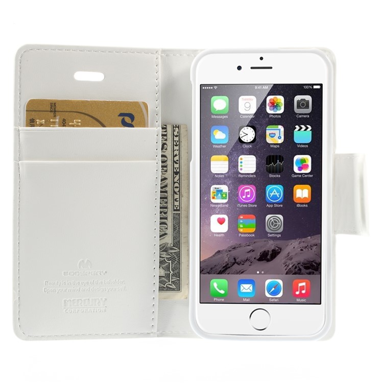 MERCURY Goospery Sonata Diary Leather Magnetic Cover w/ Stand for iPhone SE 5s 5 - White-6
