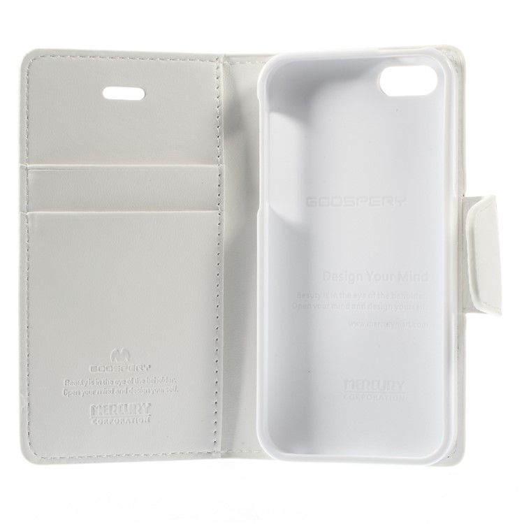 MERCURY Goospery Sonata Diary Leather Magnetic Cover w/ Stand for iPhone SE 5s 5 - White-7