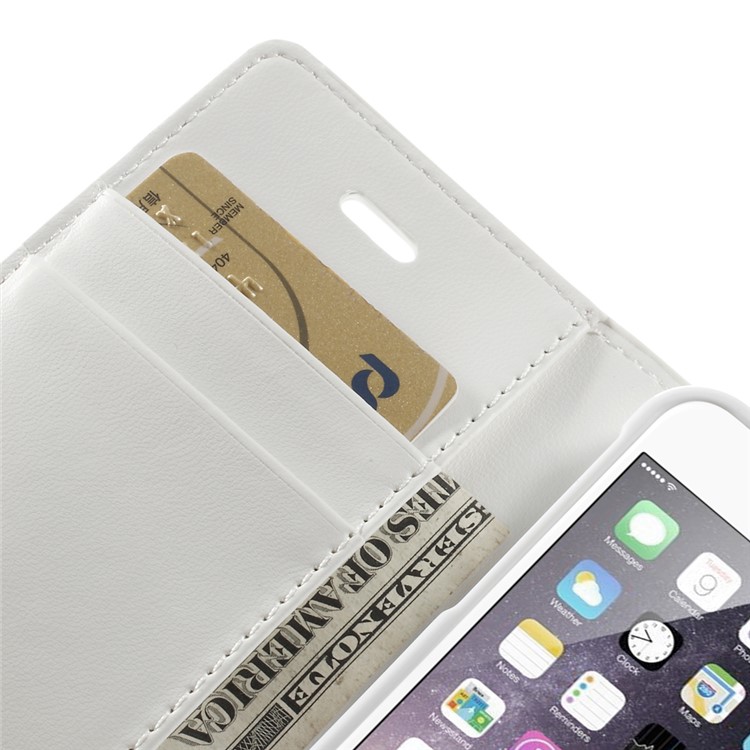 MERCURY Goospery Sonata Diary Leather Magnetic Cover w/ Stand for iPhone SE 5s 5 - White-8