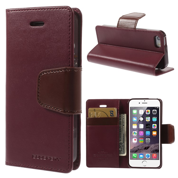 MERCURY Goospery Sonata Diary Wallet Leather Stand Case for iPhone SE 5s 5 - Wine Red-1