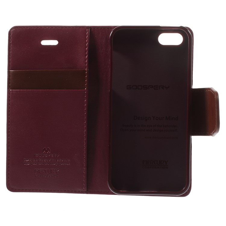 MERCURY Goospery Sonata Diary Wallet Leather Stand Case for iPhone SE 5s 5 - Wine Red-10