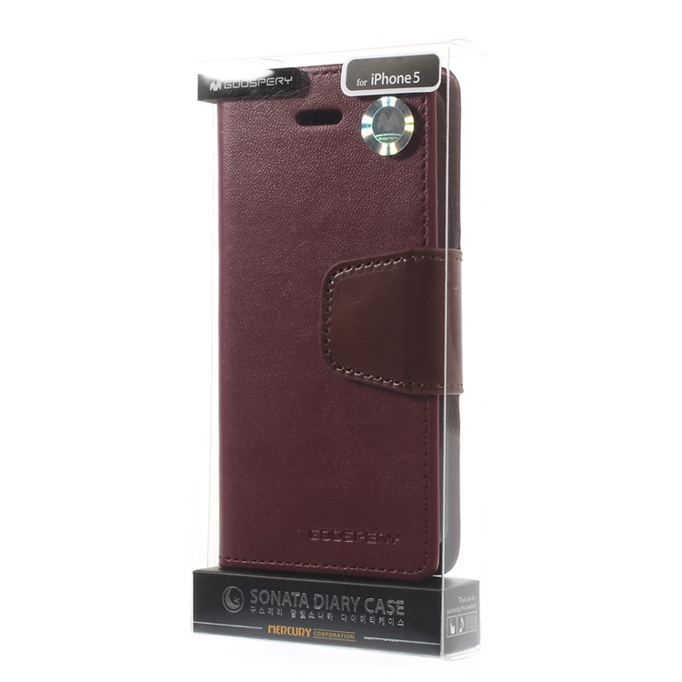 MERCURY Goospery Sonata Diary Wallet Leather Stand Case for iPhone SE 5s 5 - Wine Red-11