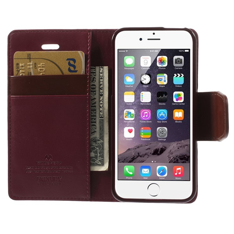 MERCURY Goospery Sonata Diary Wallet Leather Stand Case for iPhone SE 5s 5 - Wine Red-6