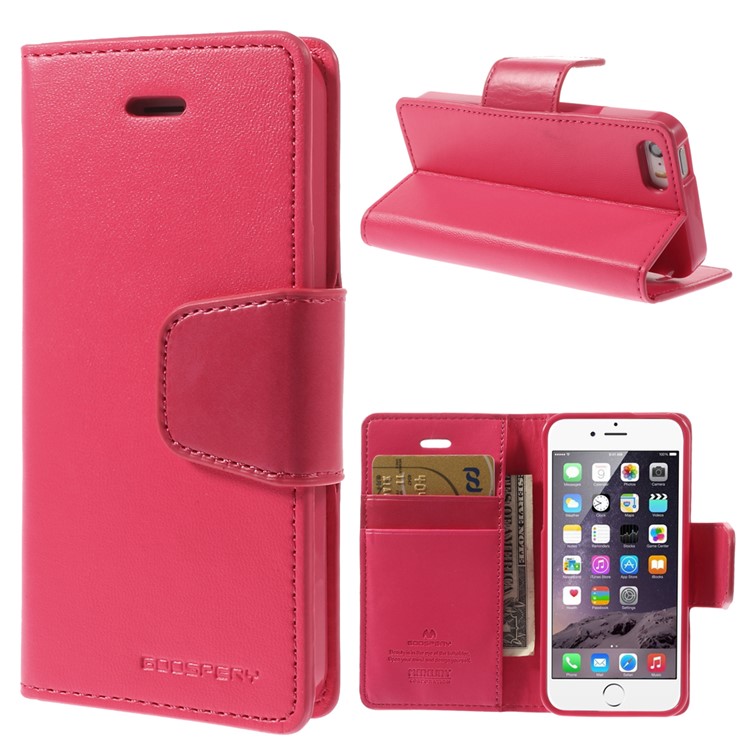 MERCURY Goospery Sonata Diary Leather Stand Case w/ Card Slots for iPhone SE 5s 5 - Rose-1