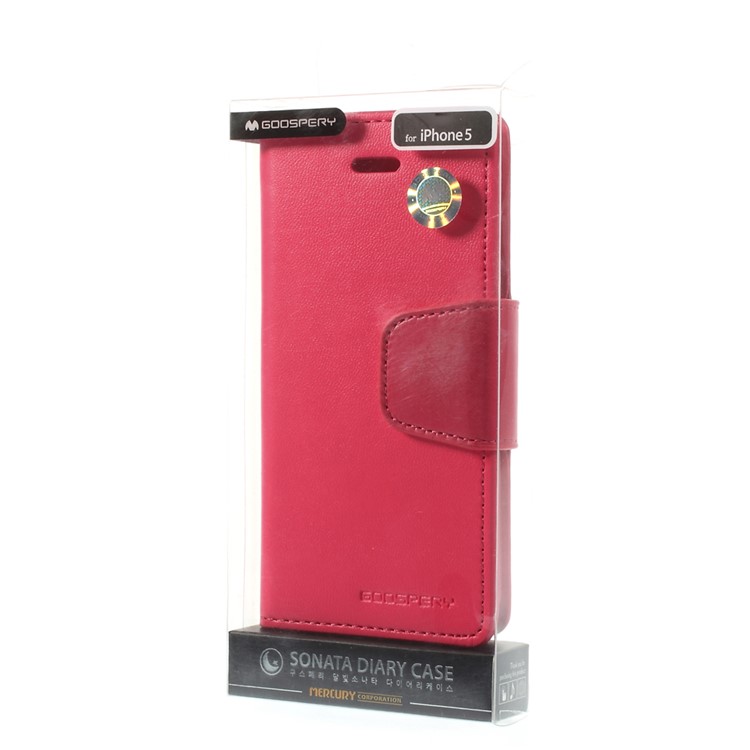 MERCURY Goospery Sonata Diary Leather Stand Case w/ Card Slots for iPhone SE 5s 5 - Rose-11