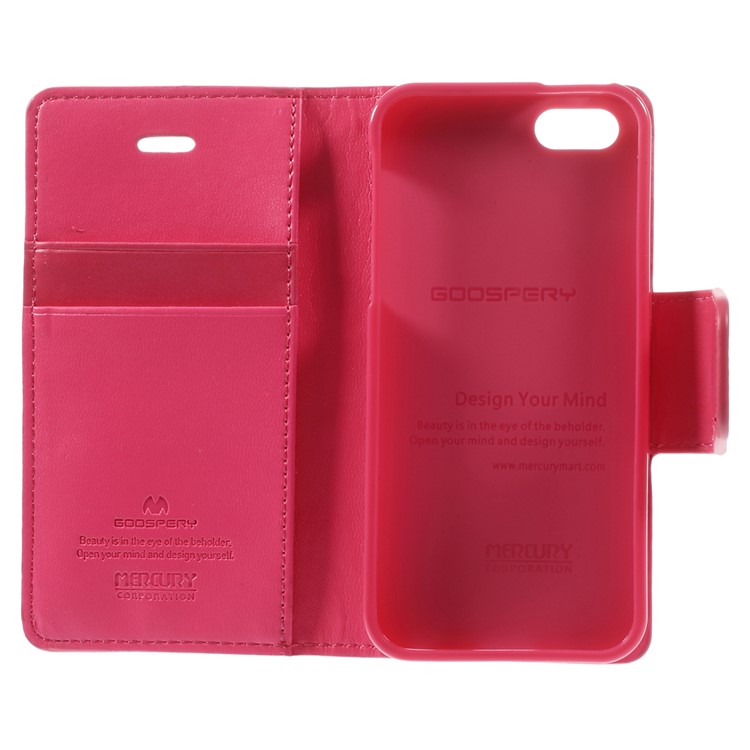 MERCURY Goospery Sonata Diary Leather Stand Case w/ Card Slots for iPhone SE 5s 5 - Rose-7