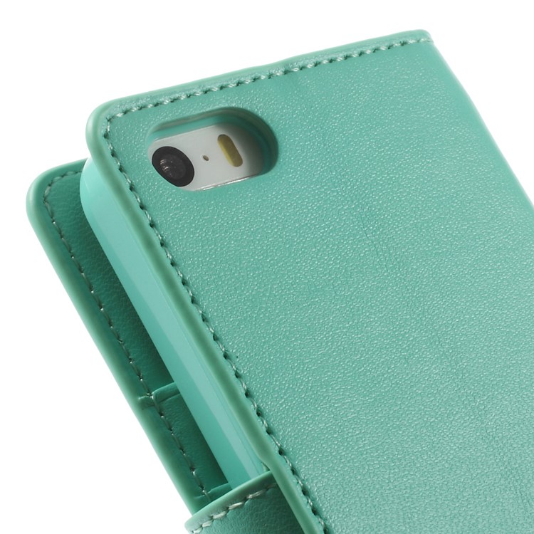 MERCURY Goospery Sonata Diary Leather Stand Cover w/ Card Slots for iPhone SE 5s 5 - Cyan-10
