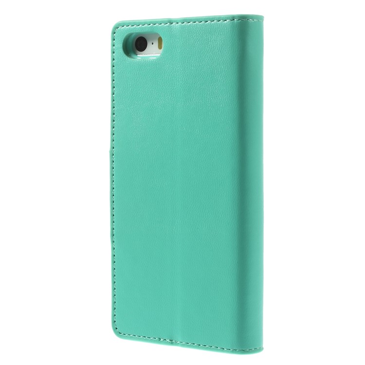 MERCURY Goospery Sonata Diary Leather Stand Cover w/ Card Slots for iPhone SE 5s 5 - Cyan-2