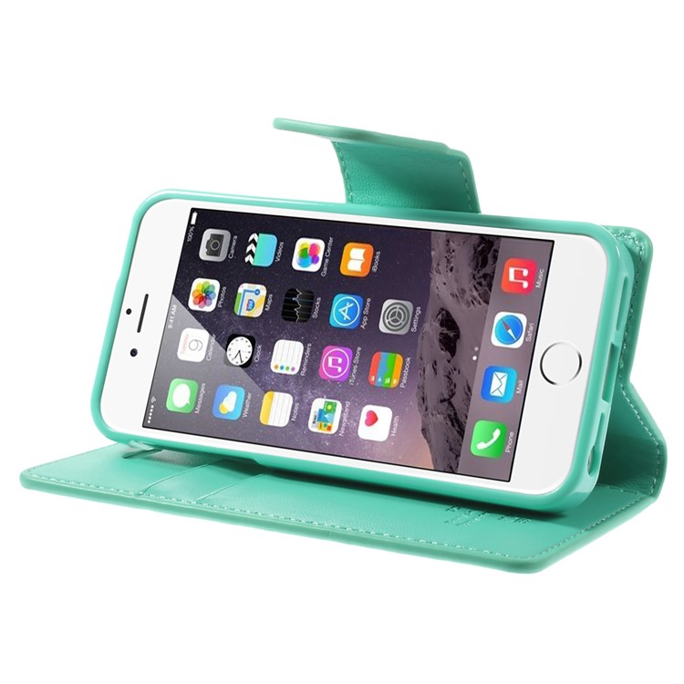 MERCURY Goospery Sonata Diary Leather Stand Cover w/ Card Slots for iPhone SE 5s 5 - Cyan-4