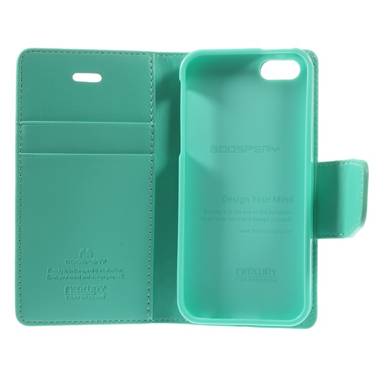 MERCURY Goospery Sonata Diary Leather Stand Cover w/ Card Slots for iPhone SE 5s 5 - Cyan-7