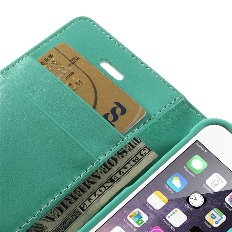 MERCURY Goospery Sonata Diary Leather Stand Cover w/ Card Slots for iPhone SE 5s 5 - Cyan-8