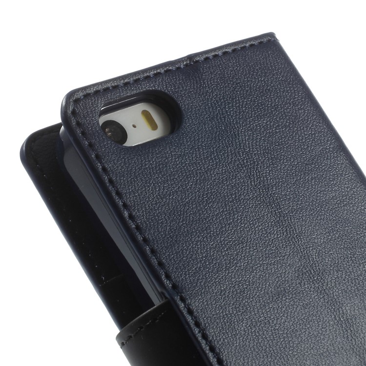 MERCURY Goospery Sonata Diary Leather Magnetic Cover w/ Stand for iPhone SE 5s 5 - Dark Blue-10
