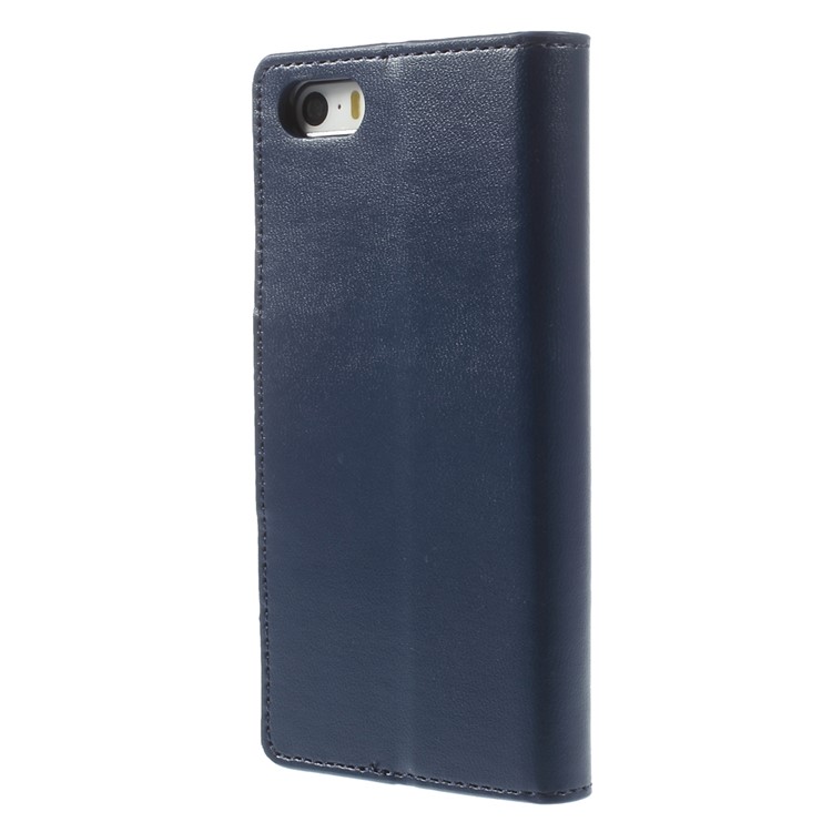 MERCURY Goospery Sonata Diary Leather Magnetic Cover w/ Stand for iPhone SE 5s 5 - Dark Blue-2