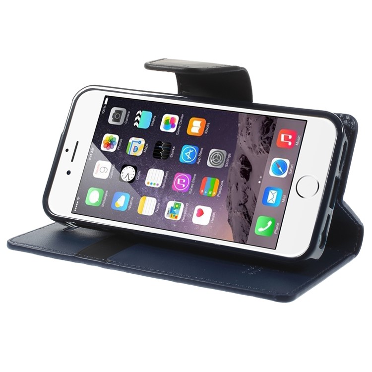 MERCURY Goospery Sonata Diary Leather Magnetic Cover w/ Stand for iPhone SE 5s 5 - Dark Blue-4