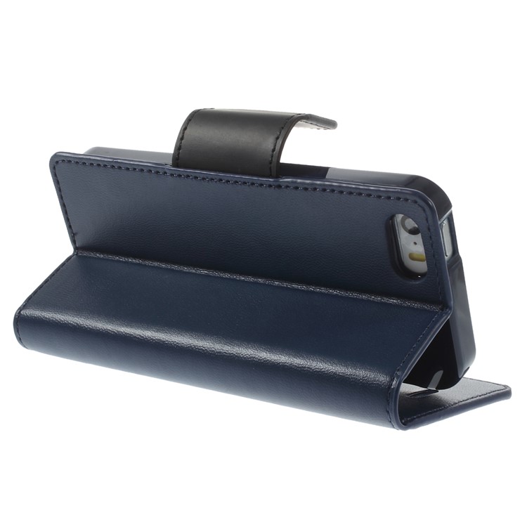 MERCURY Goospery Sonata Diary Leather Magnetic Cover w/ Stand for iPhone SE 5s 5 - Dark Blue-5