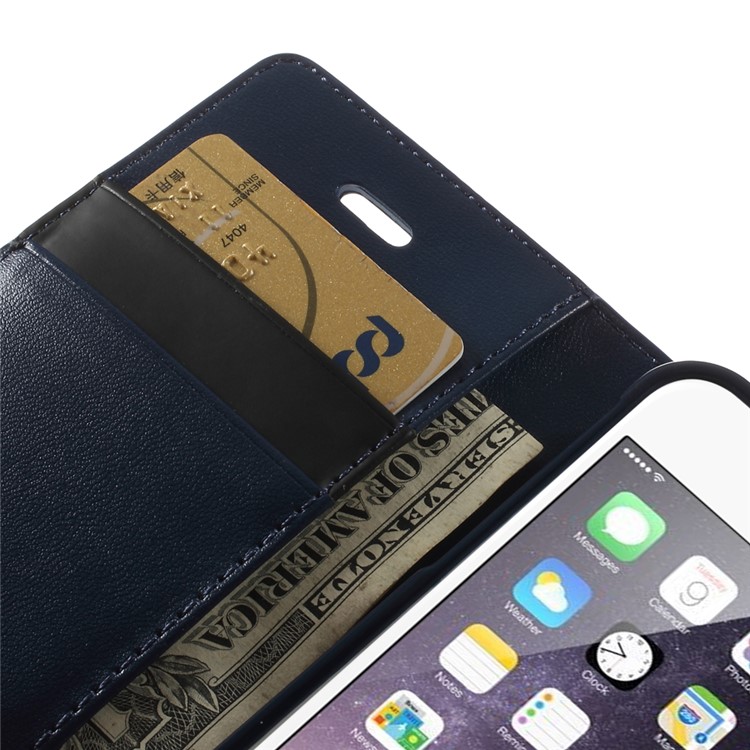MERCURY Goospery Sonata Diary Leather Magnetic Cover w/ Stand for iPhone SE 5s 5 - Dark Blue-8