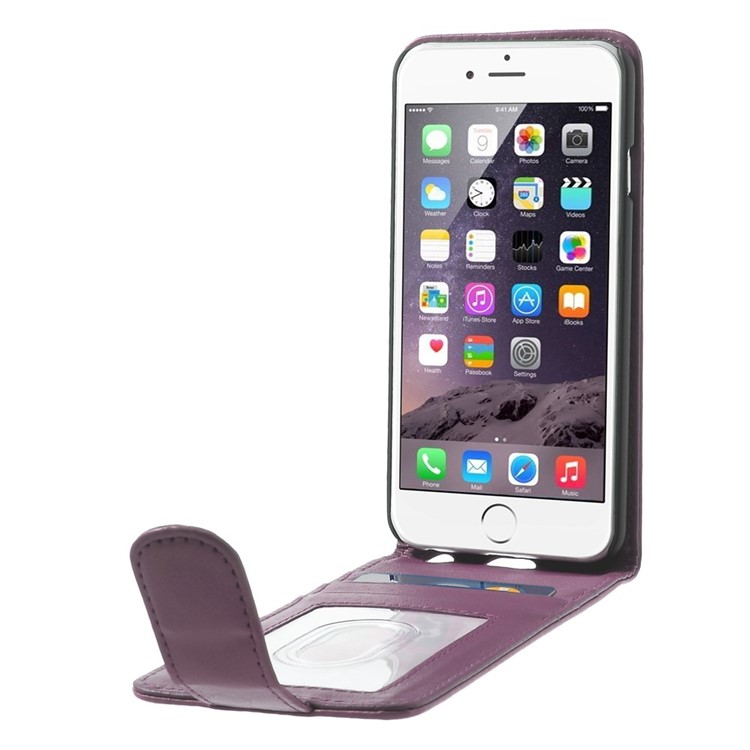 Vertical Magnetic Flip Leather Case Cover for iPhone 6s 6 - Purple-4