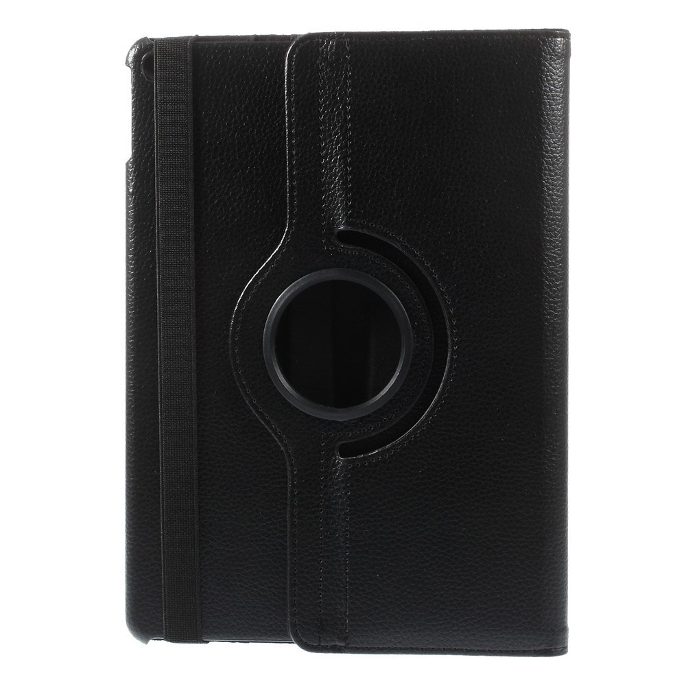 Litchi Grein Leather Case 360 ​​grau Stand Rotativo Fechamento de Pulseira Elástica Multicolorida Para Ipad Air 2 - Preto