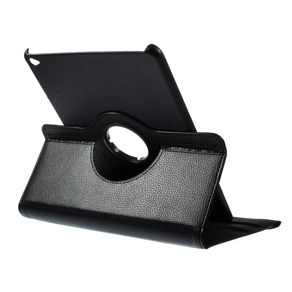 Litchi Getreide Ledertasche 360 ​​grad Rotary Ständer Mehrfarbig Elastischer Gurtverschluss Für Ipad Air 2 - Schwarz