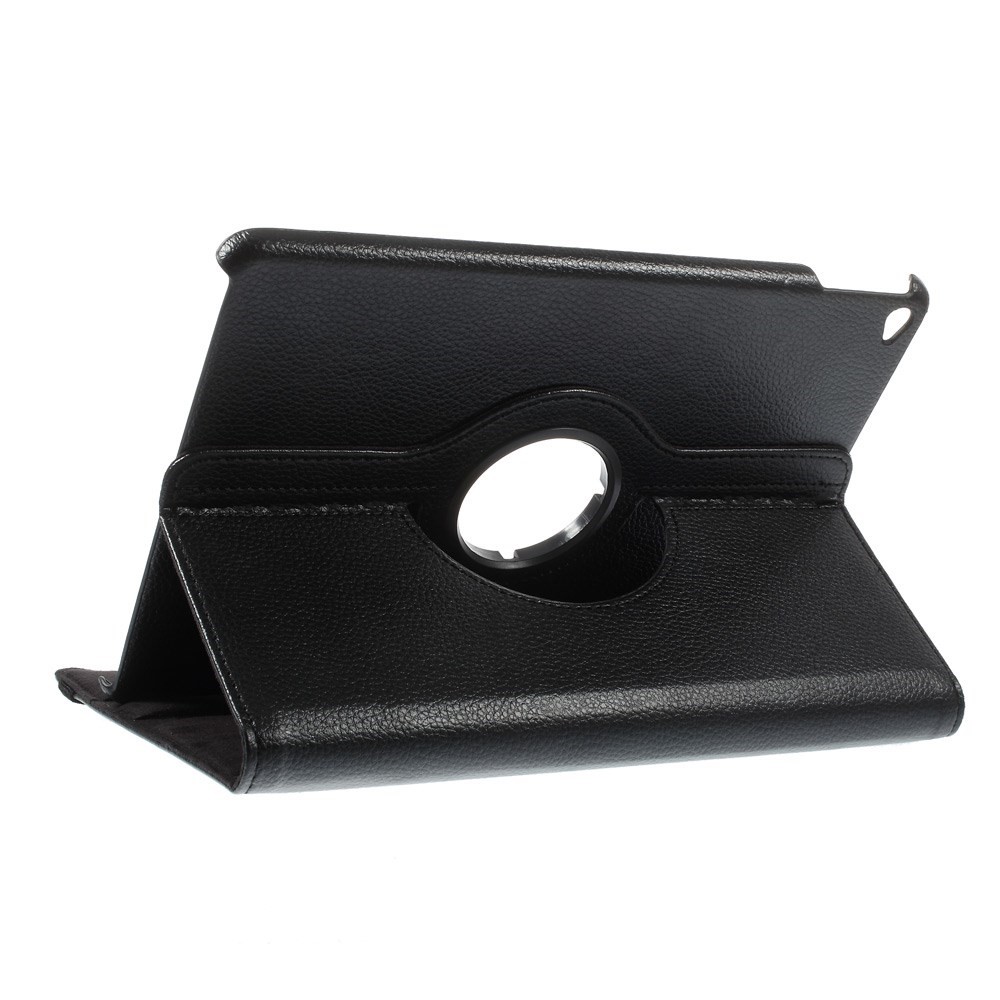 Étui en Cuir à Grains Litchi 360 Degrés Rotary Stand Multi-couleur Solte Élastique Fermeture Pour Ipad Air 2 - le Noir