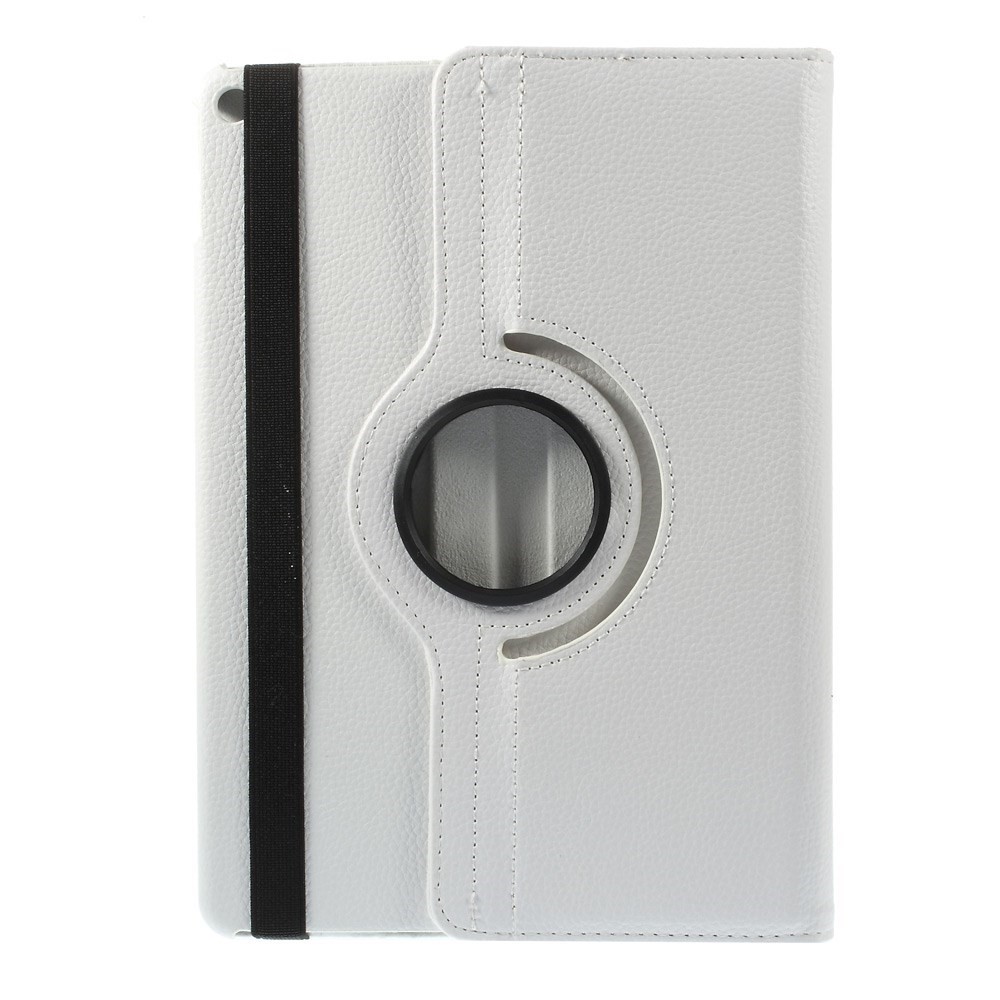 Étui en Cuir à Grains Litchi 360 Degrés Rotary Stand Multi-couleur Solte Élastique Fermeture Pour Ipad Air 2 - Blanche-3