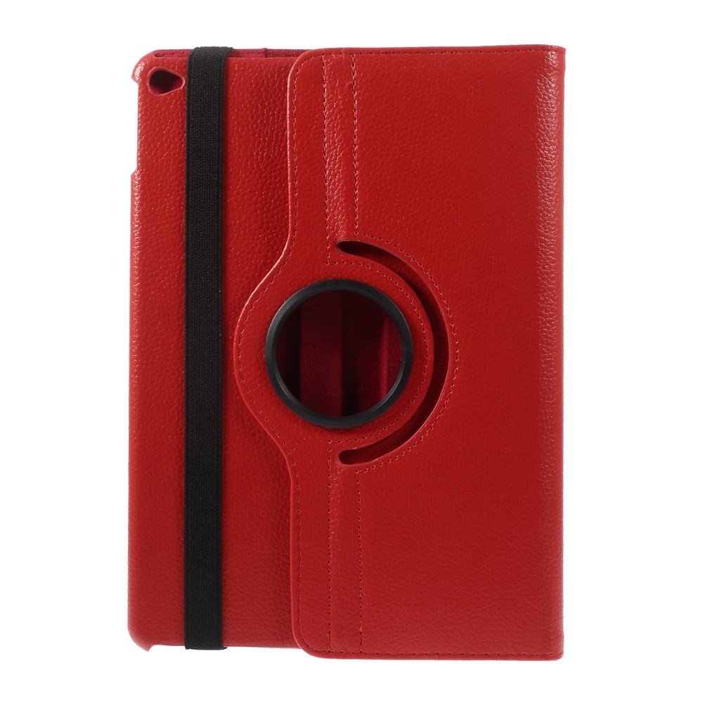 Case de Cuero de Grano Litchi 360 Grados Soporte Giratorio de Multicolor Cierre de Correa Elástica Para Ipad Air 2 - Rojo