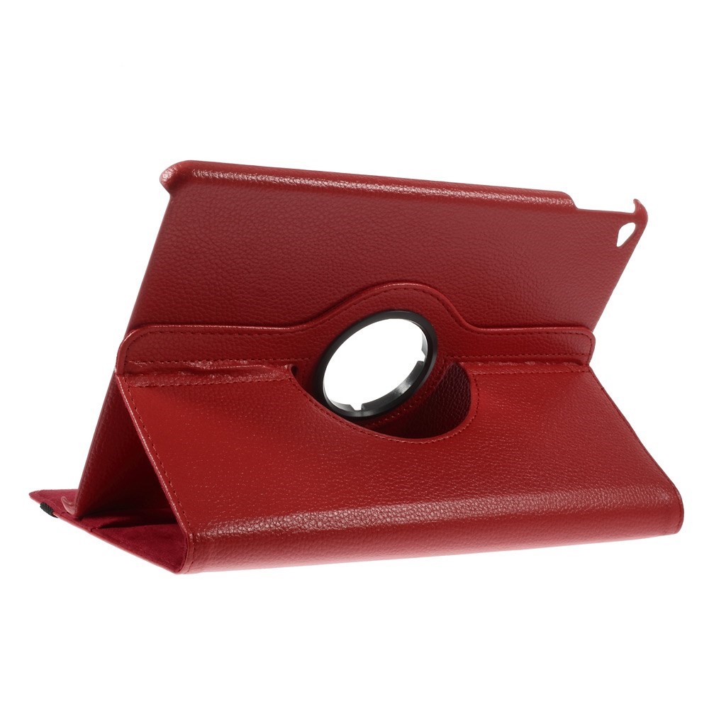 Case de Cuero de Grano Litchi 360 Grados Soporte Giratorio de Multicolor Cierre de Correa Elástica Para Ipad Air 2 - Rojo-5