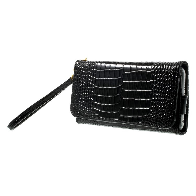 Crocodile Texture Leather Flip Purse Case for iPhone 7 Plus/ 6 Plus / 6s Plus, Size: 160 x 78mm - Black-1