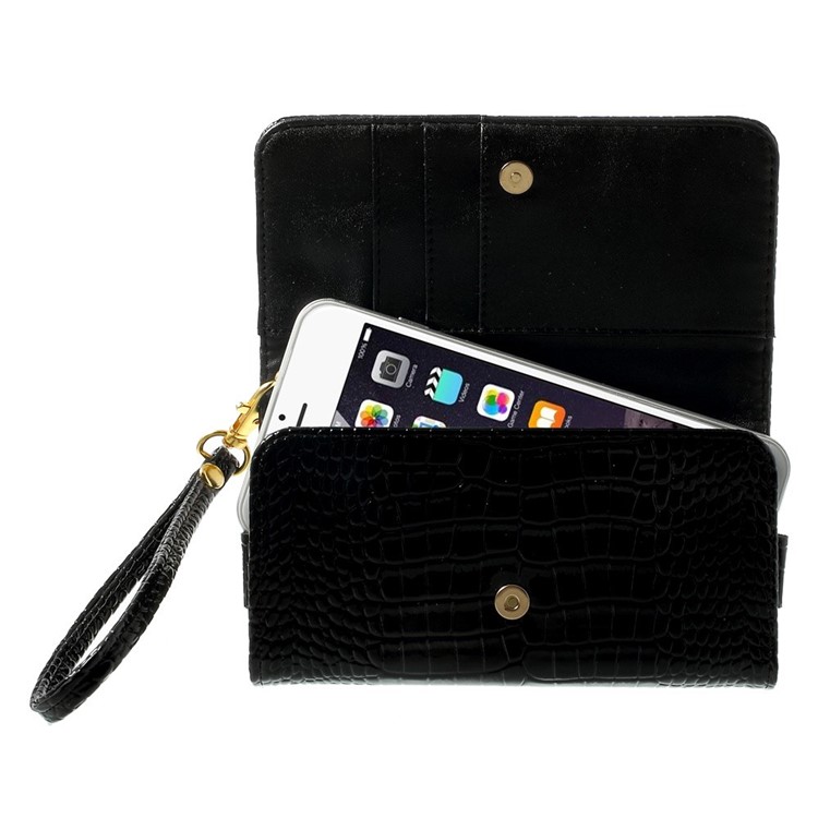 Crocodile Texture Leather Flip Purse Case for iPhone 7 Plus/ 6 Plus / 6s Plus, Size: 160 x 78mm - Black-6