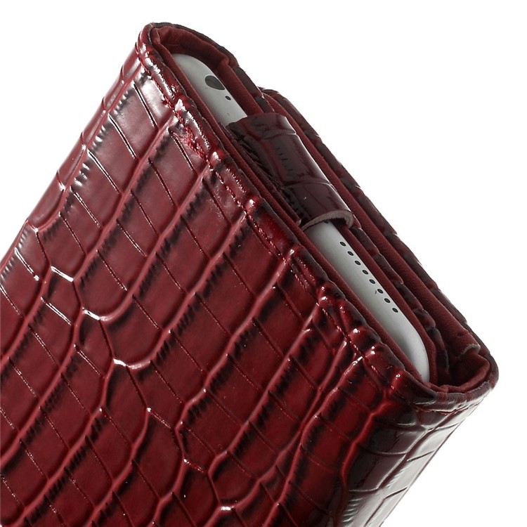 Crocodile Texture Leather Wallet Pouch Cover for iPhone 7 Plus/ 6 Plus / 6s Plus, Size: 160 x 78mm - Red-12
