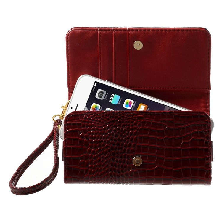 Crocodile Texture Leather Wallet Pouch Cover for iPhone 7 Plus/ 6 Plus / 6s Plus, Size: 160 x 78mm - Red-4