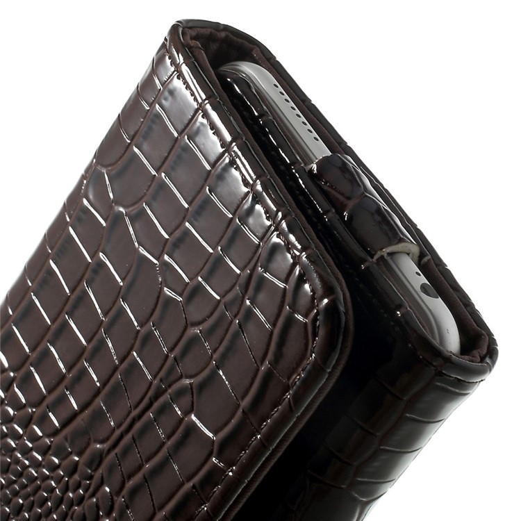 Crocodile Texture Leather Flip Cover Case for iPhone 7 Plus/ 6 Plus / 6s Plus, Size: 160 x 78mm - Brown-12