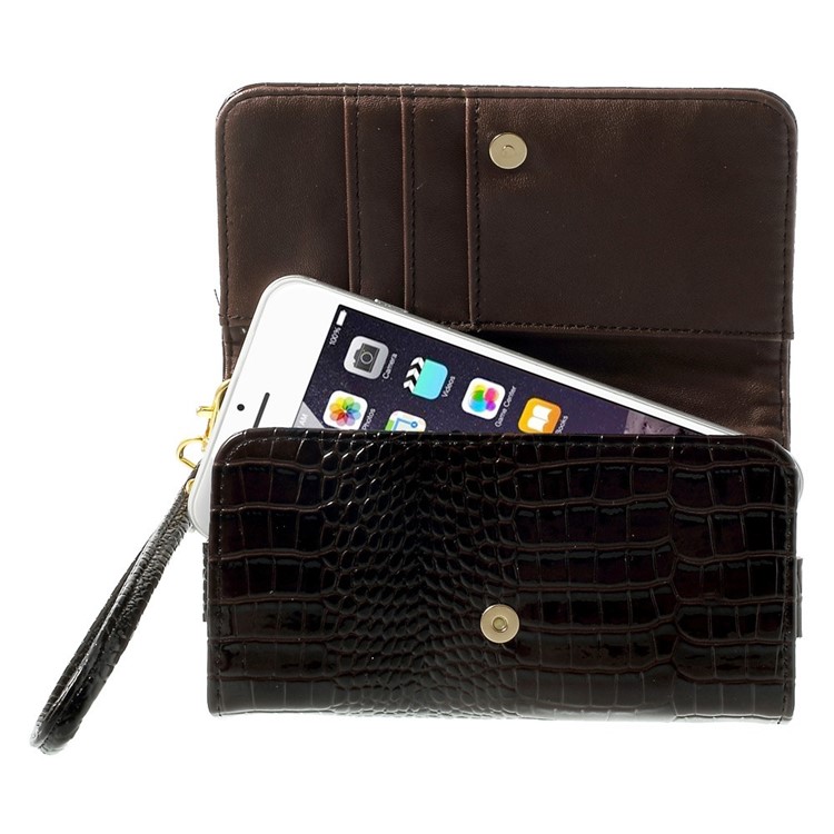 Crocodile Texture Leather Flip Cover Case for iPhone 7 Plus/ 6 Plus / 6s Plus, Size: 160 x 78mm - Brown-4